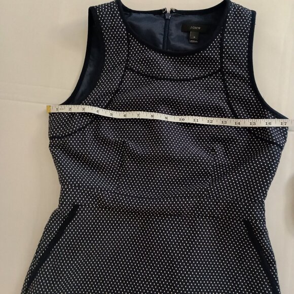 J. Crew Blue White Polka Dot Sleeveless Sheath Dress Women’s Size 4 - Picture 11 of 15